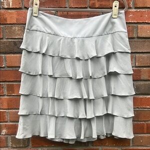 NWT Talbots Gray Silk Tiered Ruffle Skirt Size 16